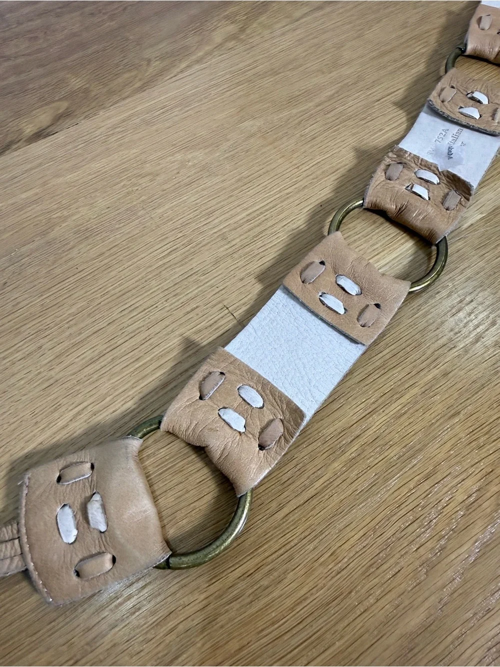 Vintage Italian Leather Boho Ring Tie Belt Festival Western Waist Belt